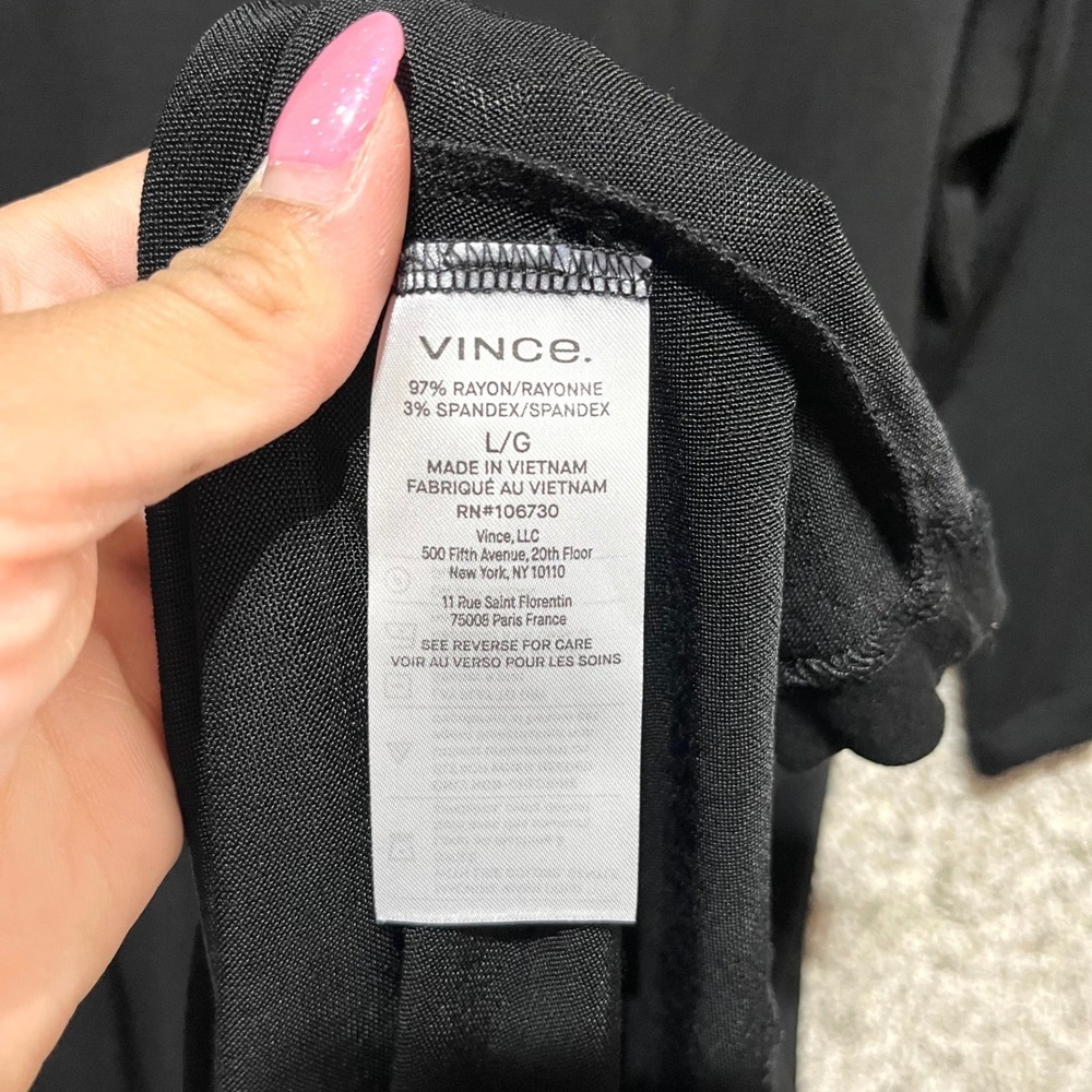 Vince Dress Women's Large Black Elbow Sleeve Mock Neck Fit and Flare Midi NWT - Picture 6 of 9